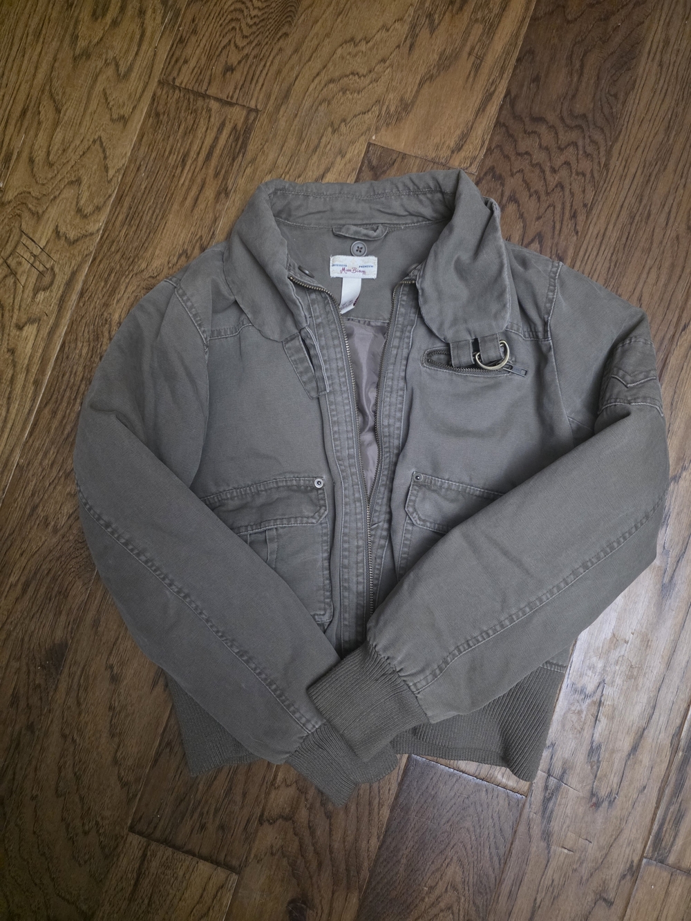 Utility Bomber Jacket in Olive with Buckle Detail - Unbranded